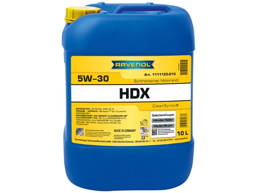 Моторное масло RAVENOL HDX SAE 5W-30 (10л) фото 1