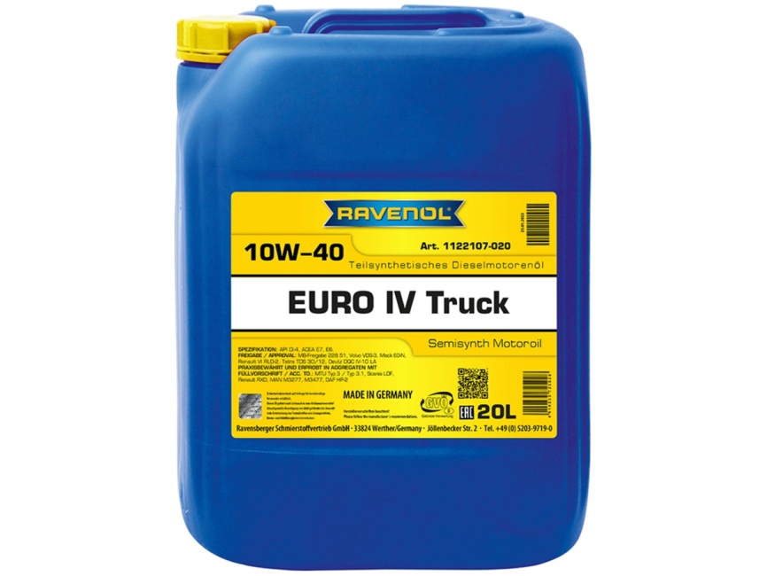 Моторное масло RAVENOL Euro IV Truck SAE 10W-40 (20л) фото 1