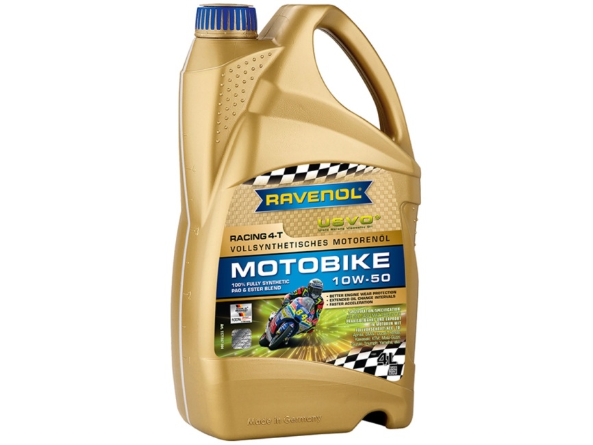 Моторное масло RAVENOL Racing 4-T Motobike SAE 10W-50 (4л) фото 1