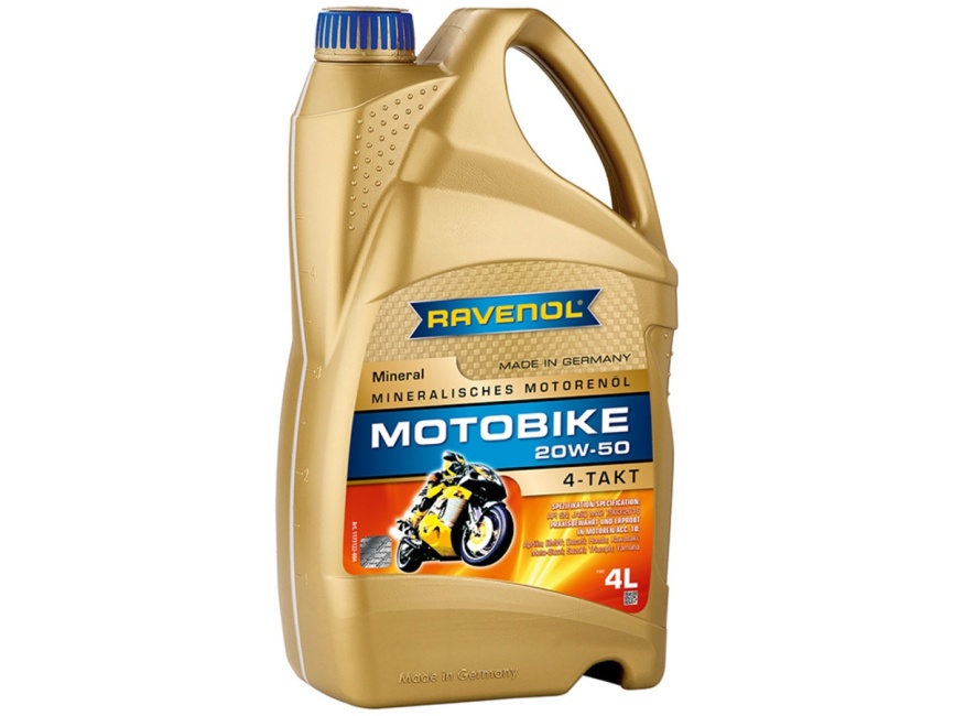 Моторное масло RAVENOL Motobike 4-T Mineral SAE 20W-50 (4л) фото 1