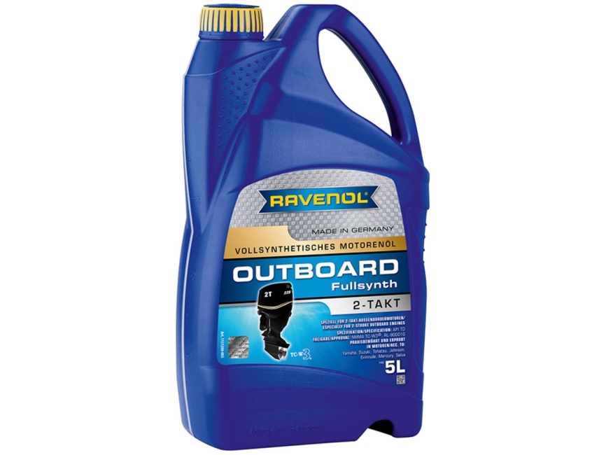 Моторное масло для 2Т лод.моторов RAVENOL Outboardoel 2T Fullsynth. (5л) фото 1